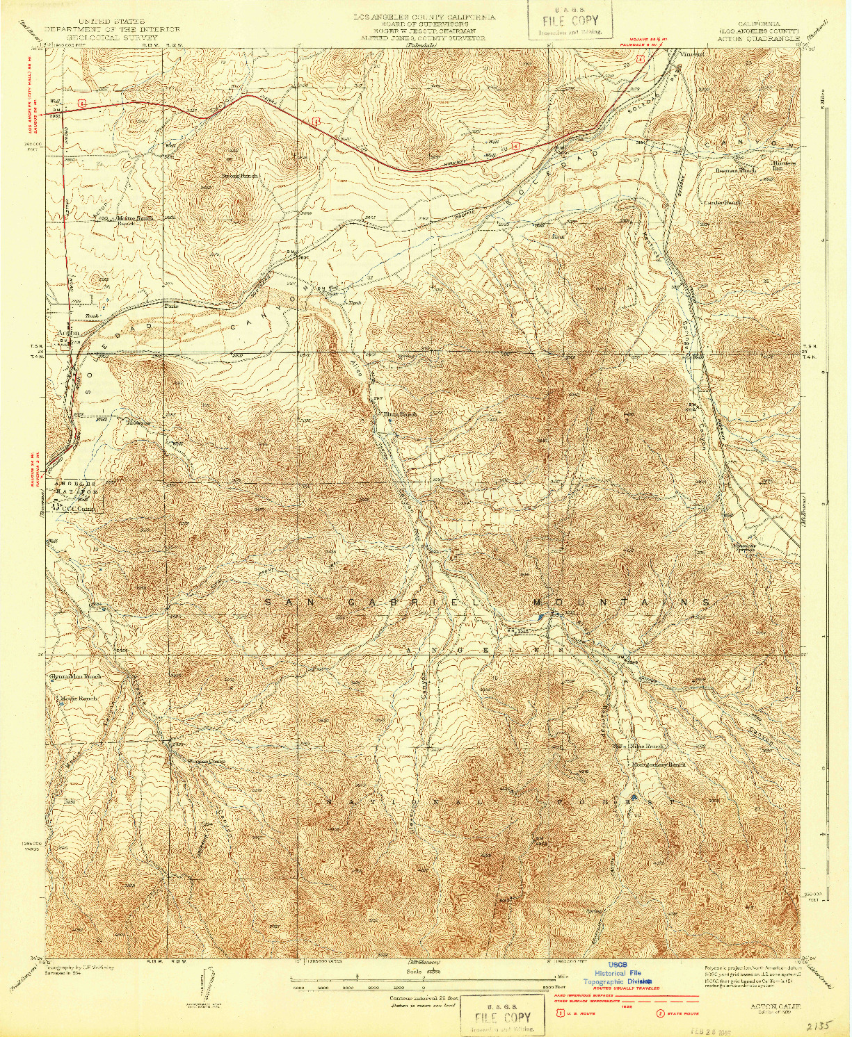 USGS 1:24000-SCALE QUADRANGLE FOR ACTON, CA 1939