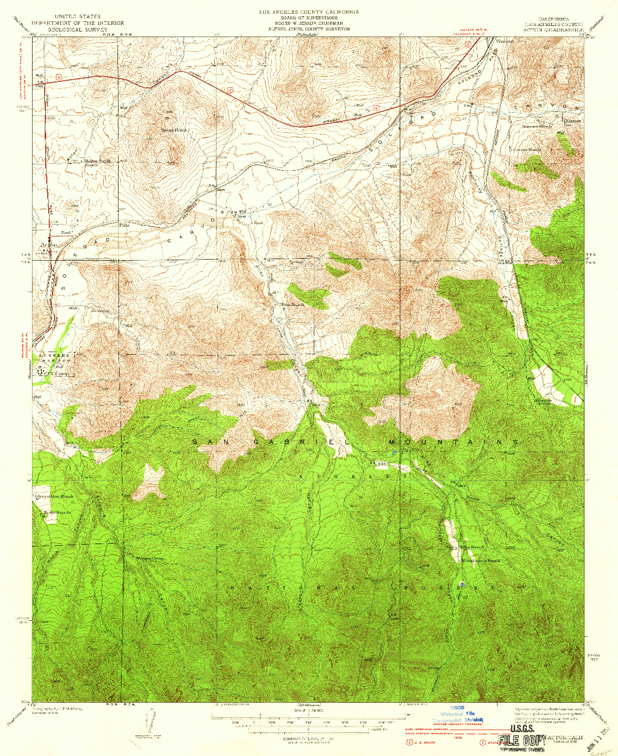 USGS 1:24000-SCALE QUADRANGLE FOR ACTON, CA 1939