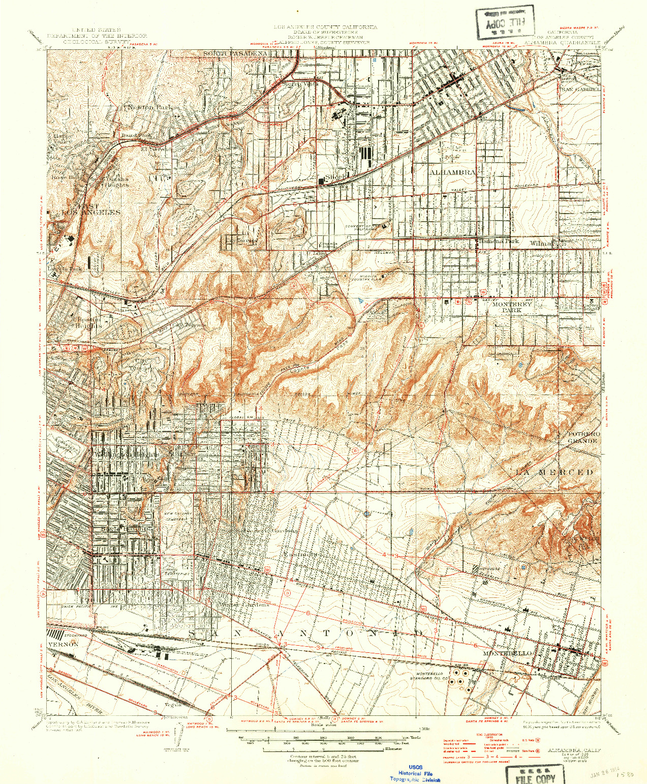 USGS 1:24000-SCALE QUADRANGLE FOR ALHAMBRA, CA 1926