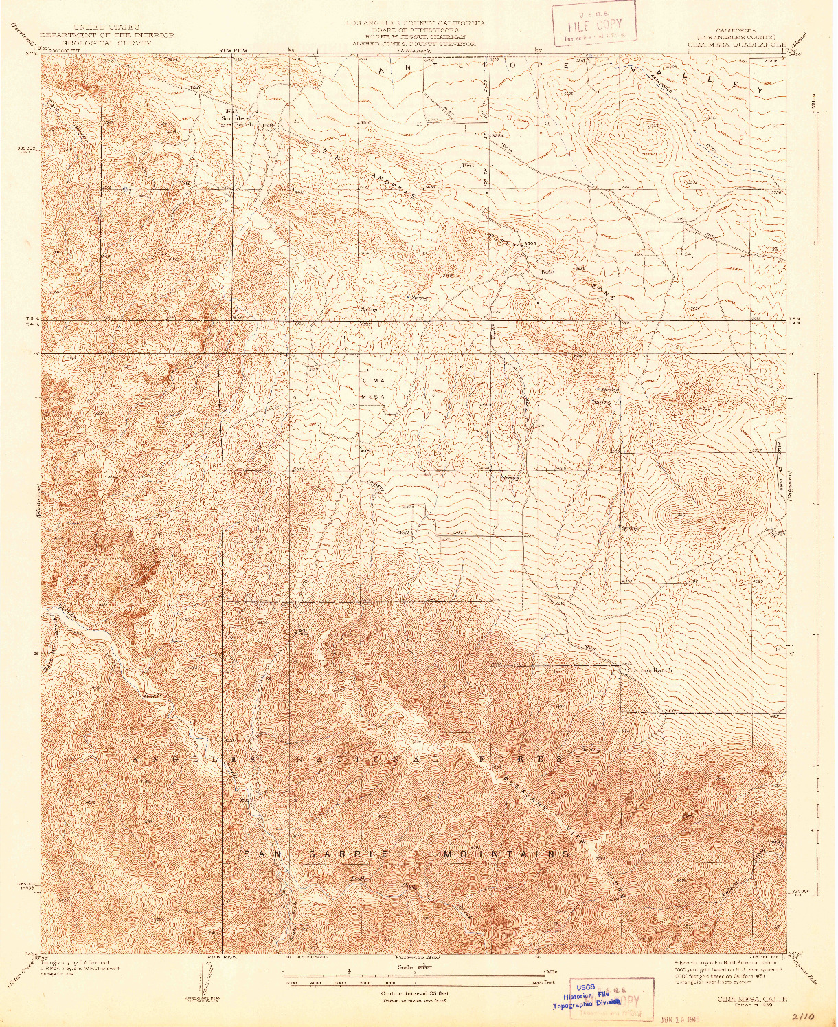 USGS 1:24000-SCALE QUADRANGLE FOR CIMA MESA, CA 1939