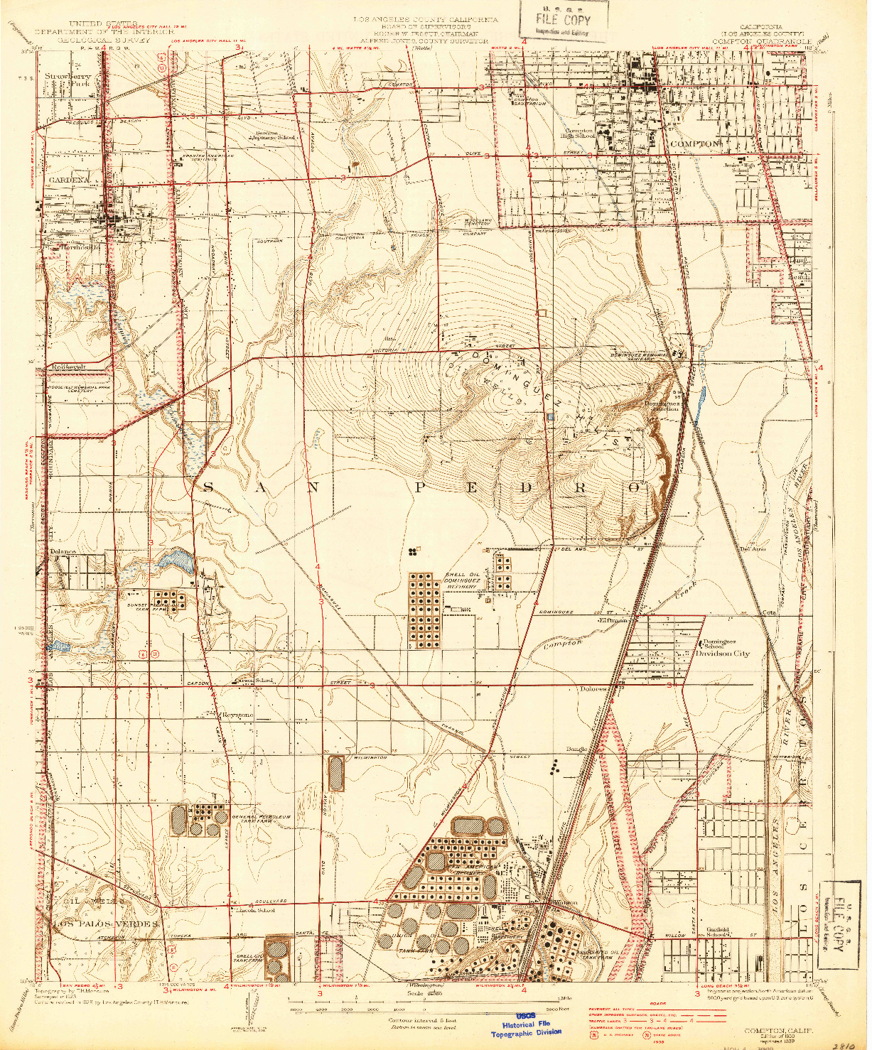 USGS 1:24000-SCALE QUADRANGLE FOR COMPTON, CA 1930
