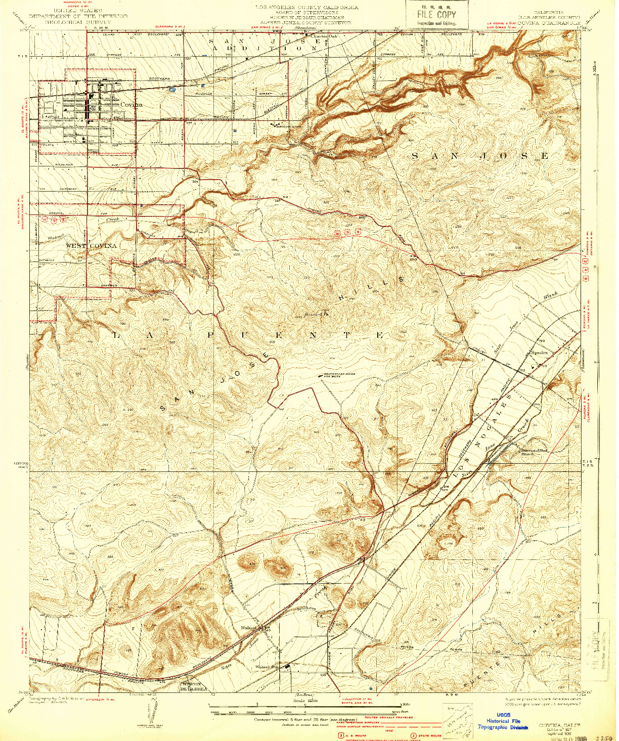 USGS 1:24000-SCALE QUADRANGLE FOR COVINA, CA 1927