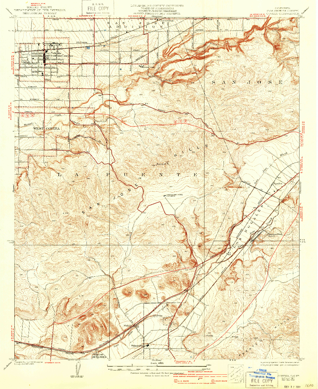 USGS 1:24000-SCALE QUADRANGLE FOR COVINA, CA 1927