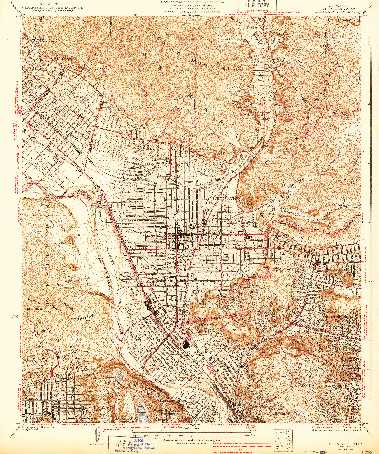 USGS 1:24000-SCALE QUADRANGLE FOR GLENDALE, CA 1928
