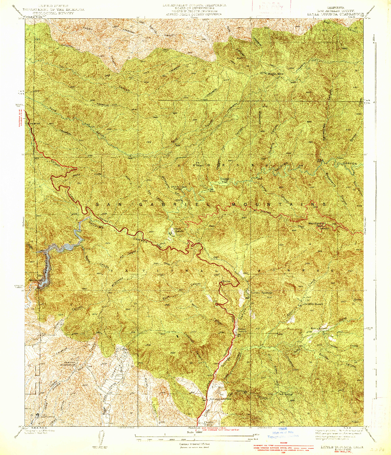 USGS 1:24000-SCALE QUADRANGLE FOR LITTLE TUJUNGA, CA 1939