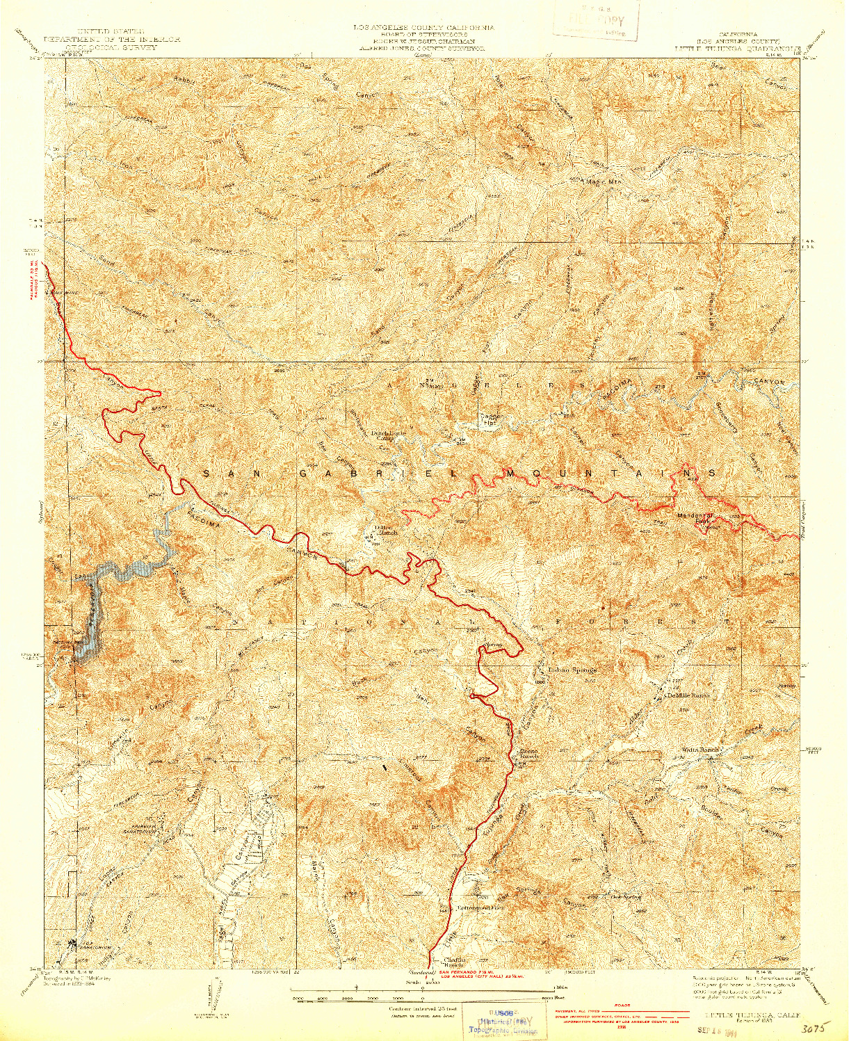 USGS 1:24000-SCALE QUADRANGLE FOR LITTLE TUJUNGA, CA 1939
