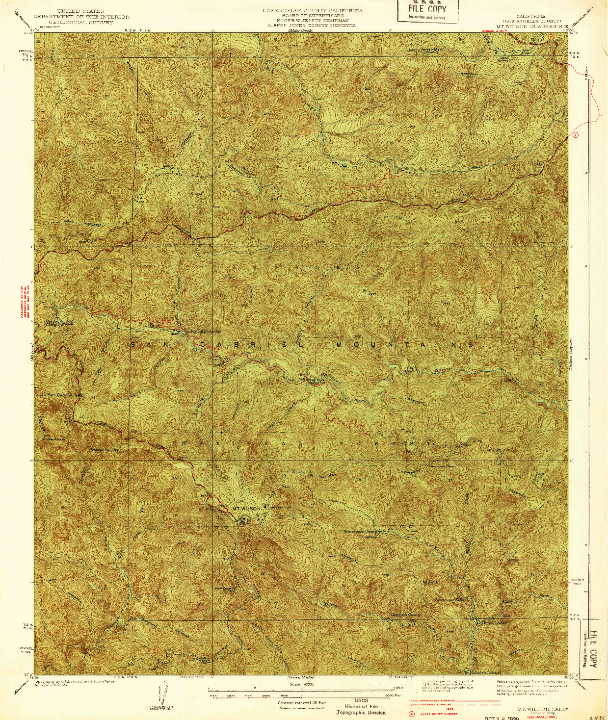 USGS 1:24000-SCALE QUADRANGLE FOR MT. WILSON, CA 1939