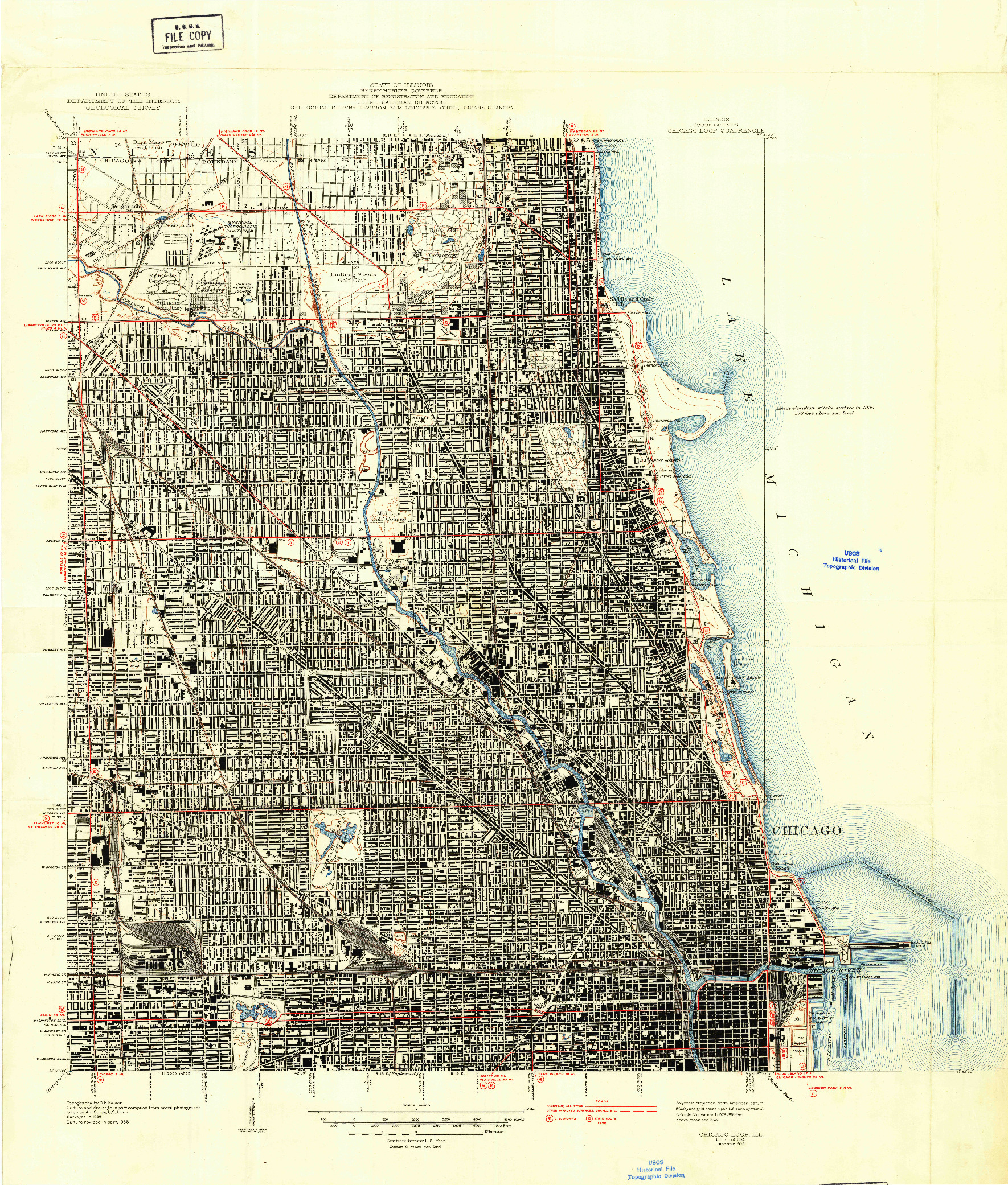 USGS 1:24000-SCALE QUADRANGLE FOR CHICAGO LOOP, IL 1929
