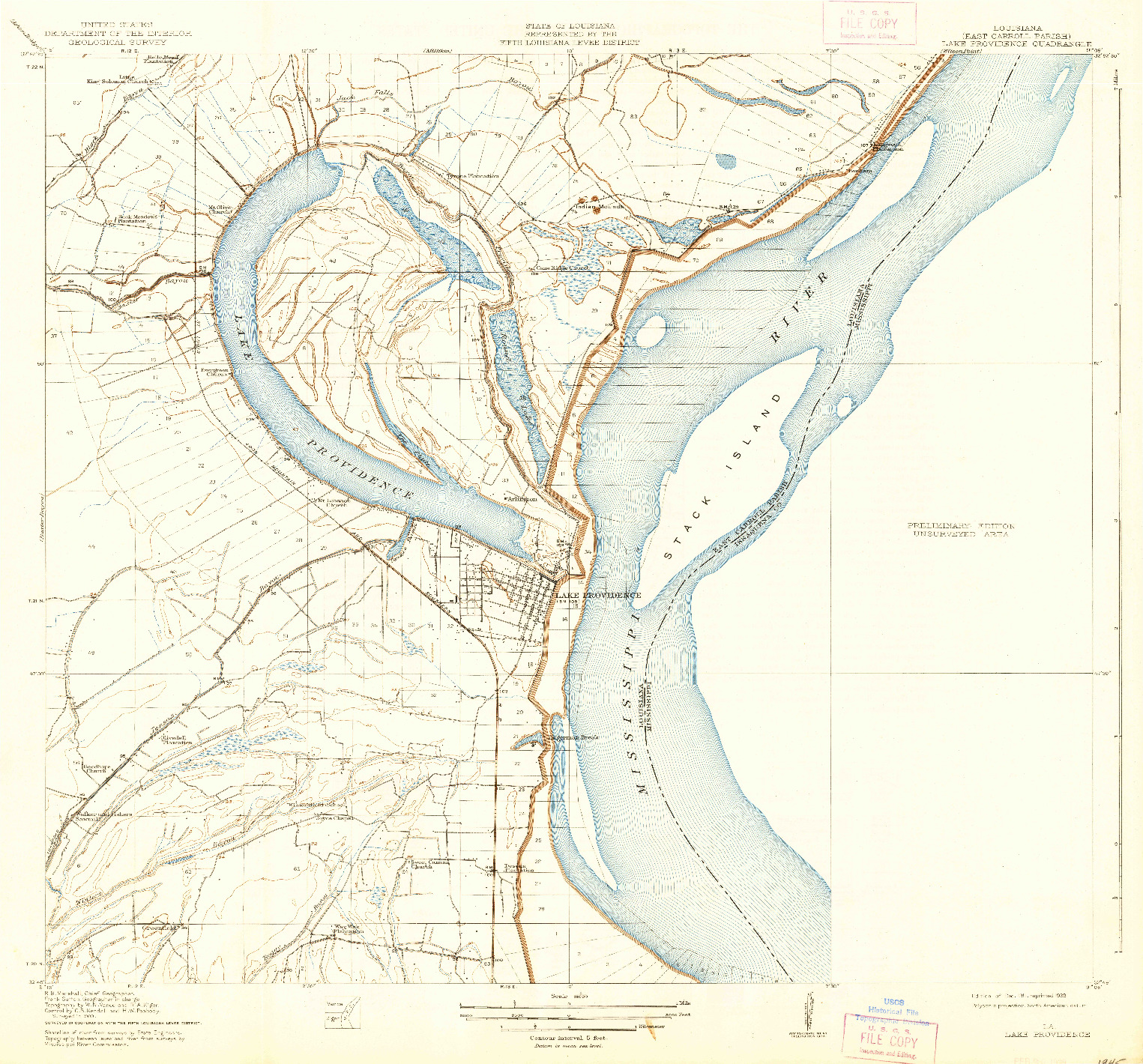 USGS 1:31680-SCALE QUADRANGLE FOR LAKE PROVIDENCE, LA 1911