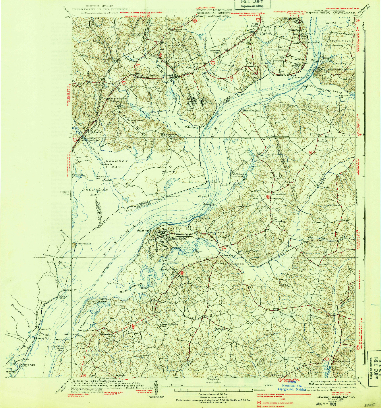 USGS 1:62500-SCALE QUADRANGLE FOR INDIAN HEAD, MD 1925