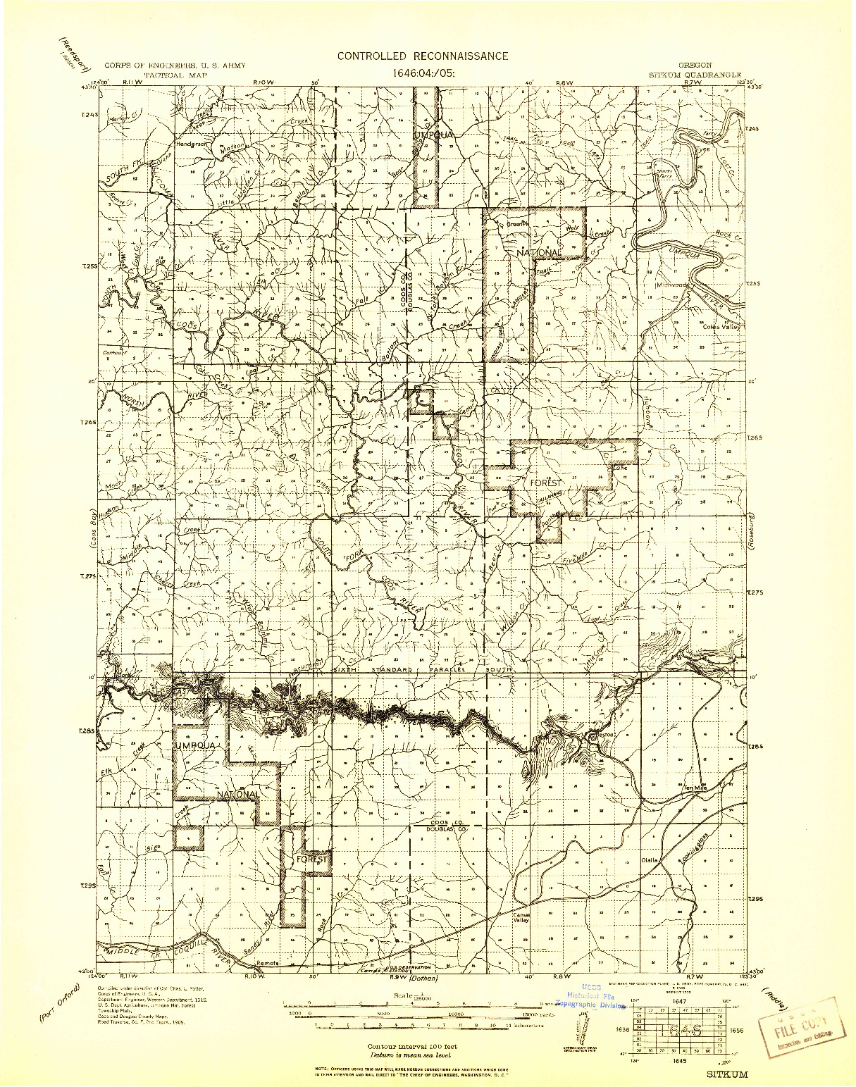 USGS 1:125000-SCALE QUADRANGLE FOR SITKUM, OR 1928