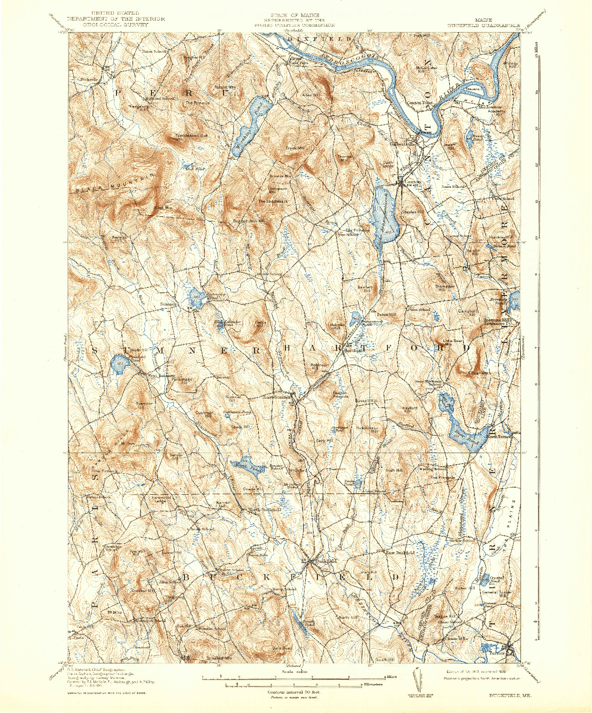 USGS 1:62500-SCALE QUADRANGLE FOR BUCKFIELD, ME 1913