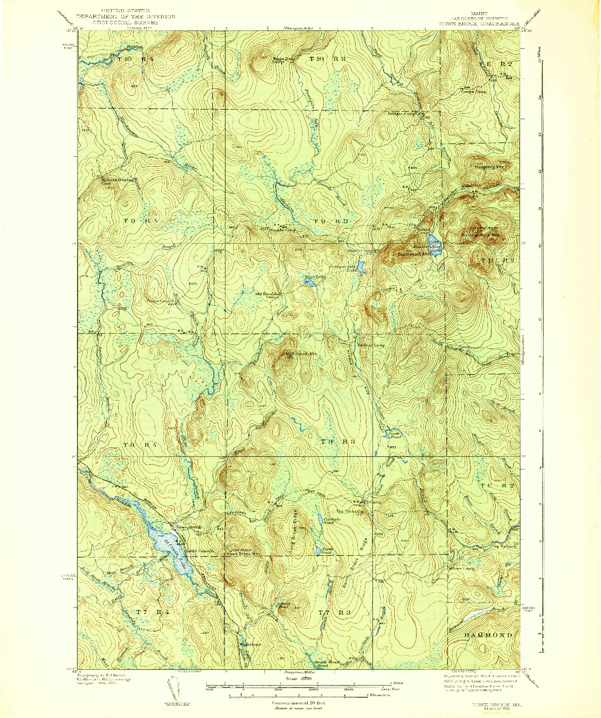 USGS 1:62500-SCALE QUADRANGLE FOR HOWE BROOK, ME 1939
