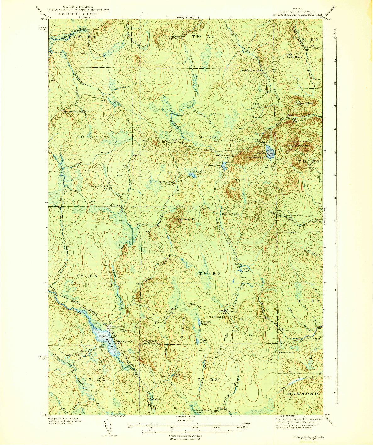 USGS 1:62500-SCALE QUADRANGLE FOR HOWE BROOK, ME 1939