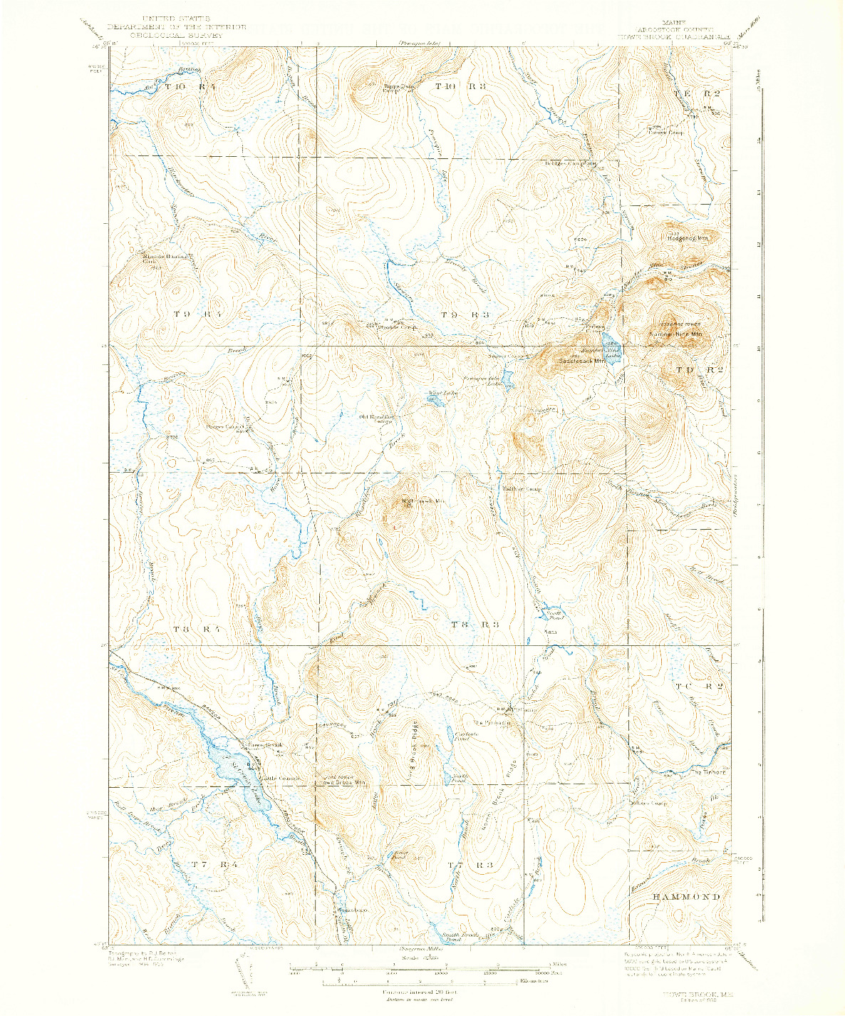 USGS 1:62500-SCALE QUADRANGLE FOR HOWE BROOK, ME 1939