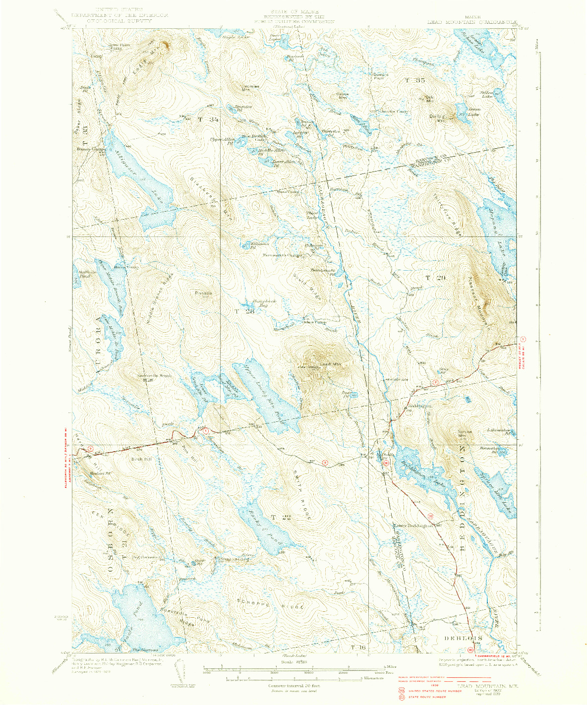 USGS 1:62500-SCALE QUADRANGLE FOR LEAD MOUNTAIN, ME 1932
