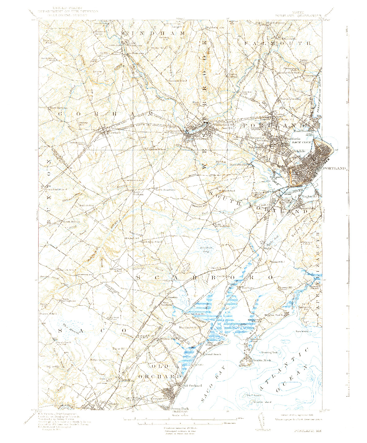 USGS 1:62500-SCALE QUADRANGLE FOR PORTLAND, ME 1916