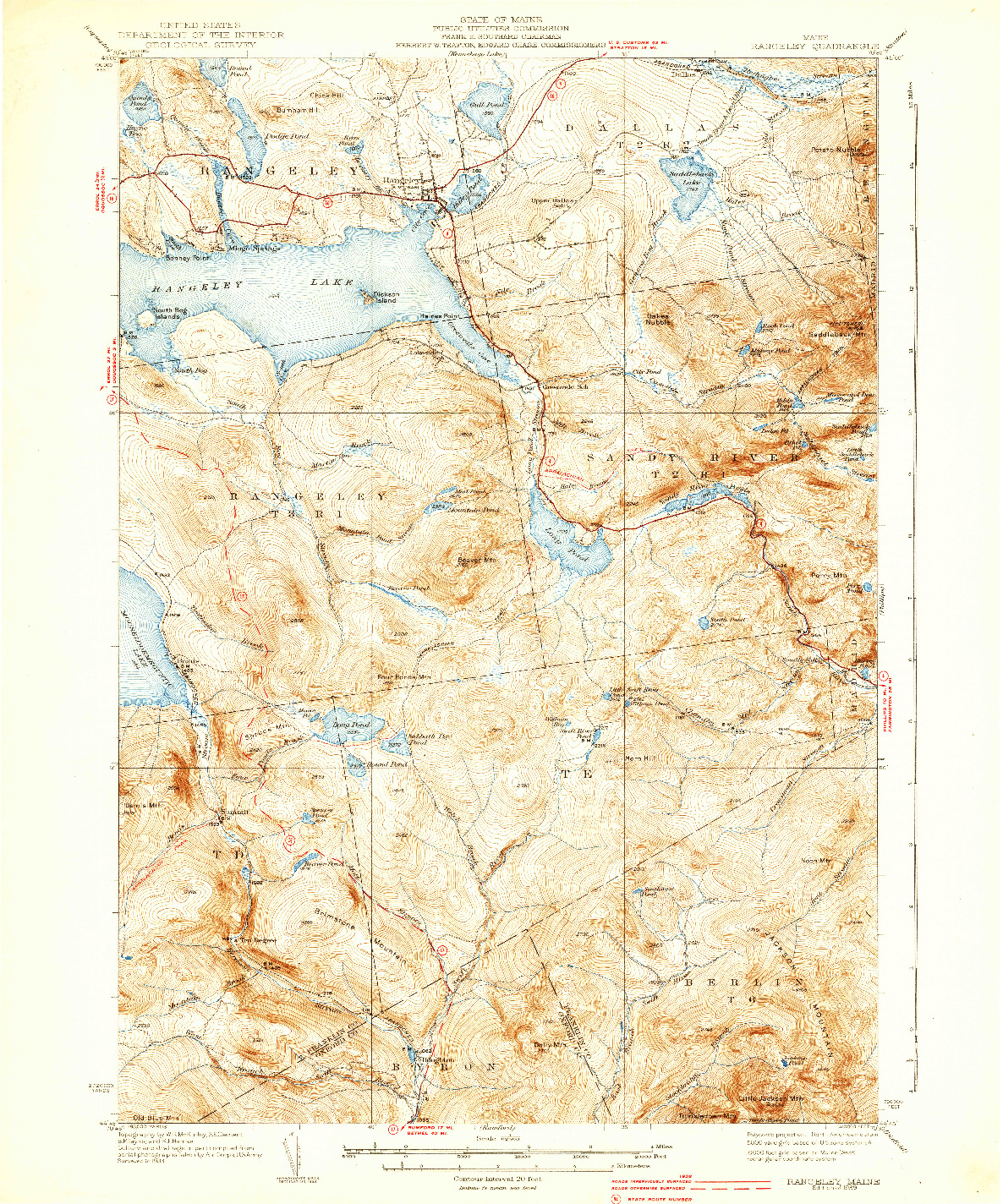 USGS 1:62500-SCALE QUADRANGLE FOR RANGELEY, ME 1939