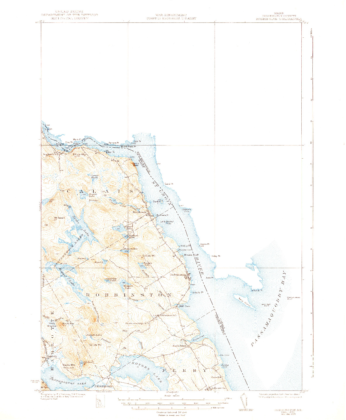 USGS 1:62500-SCALE QUADRANGLE FOR ROBBINSTON, ME 1931