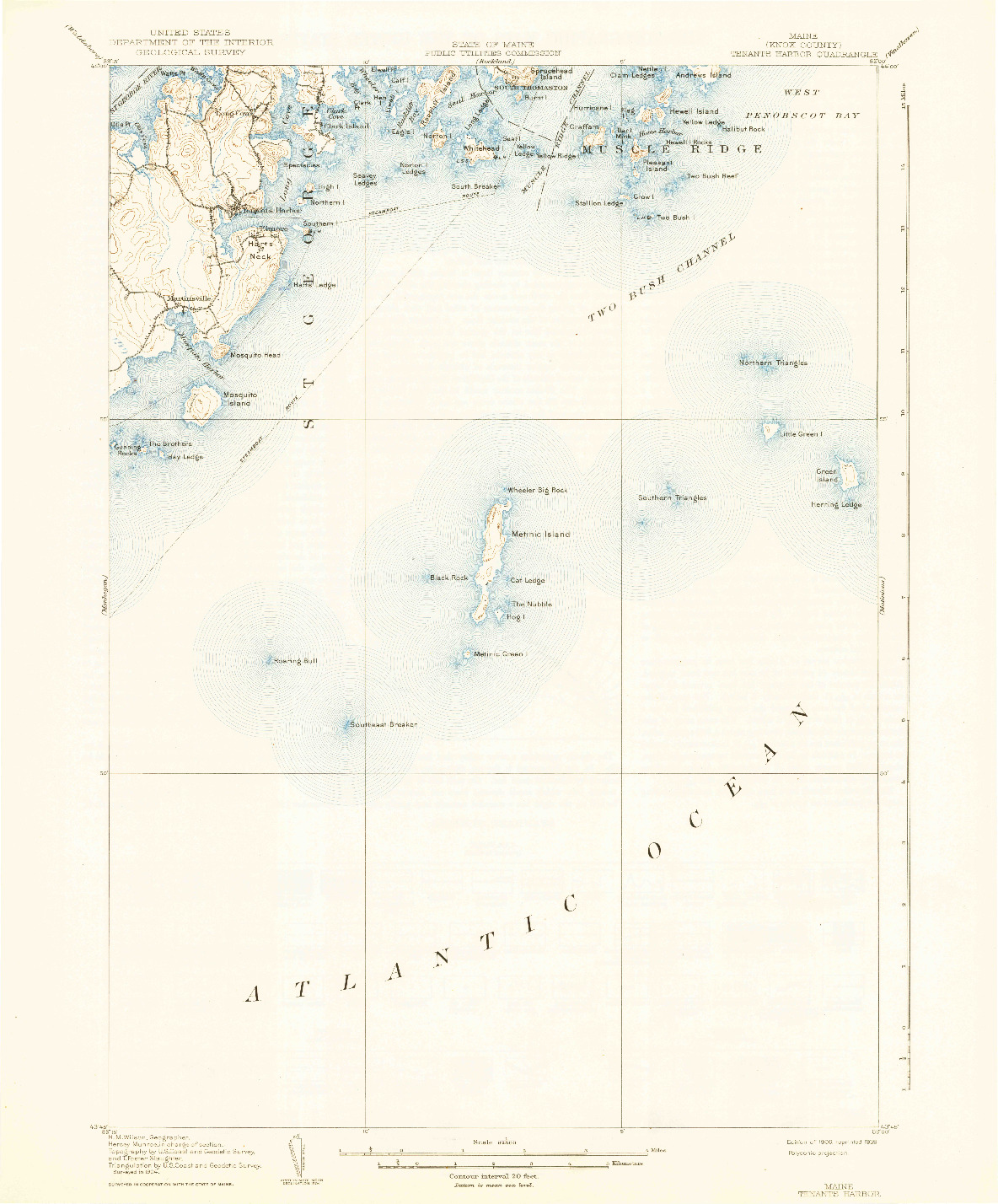 USGS 1:62500-SCALE QUADRANGLE FOR TENANTS HARBOR, ME 1906