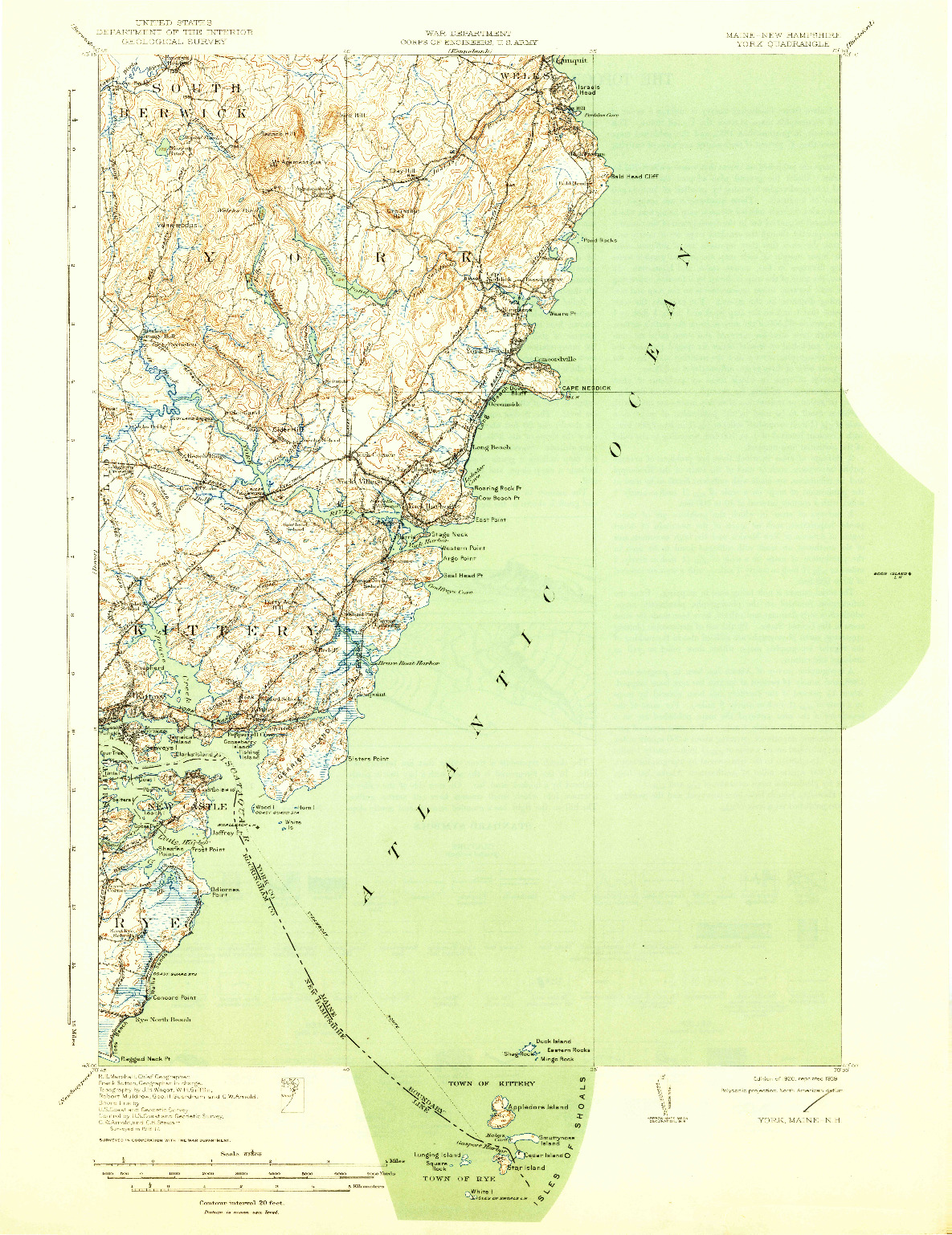 USGS 1:62500-SCALE QUADRANGLE FOR YORK, ME 1920