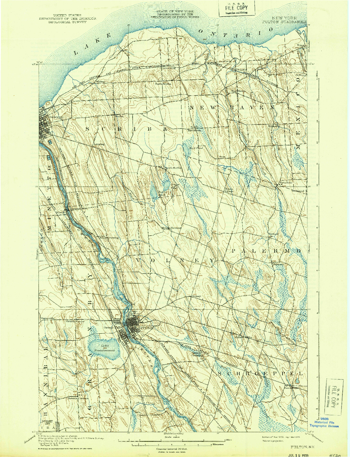 USGS 1:62500-SCALE QUADRANGLE FOR FULTON, NY 1900