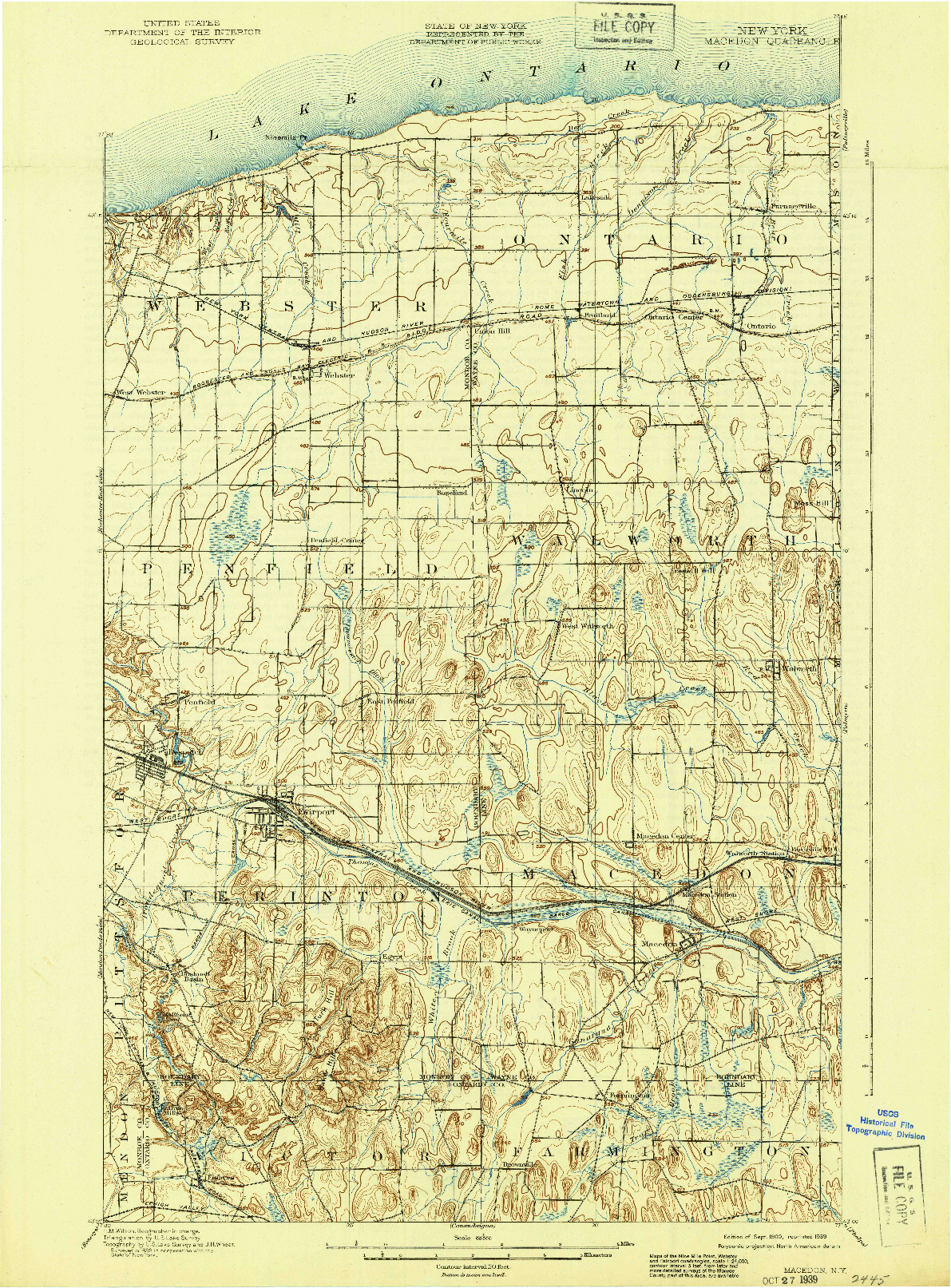 USGS 1:62500-SCALE QUADRANGLE FOR MACEDON, NY 1900