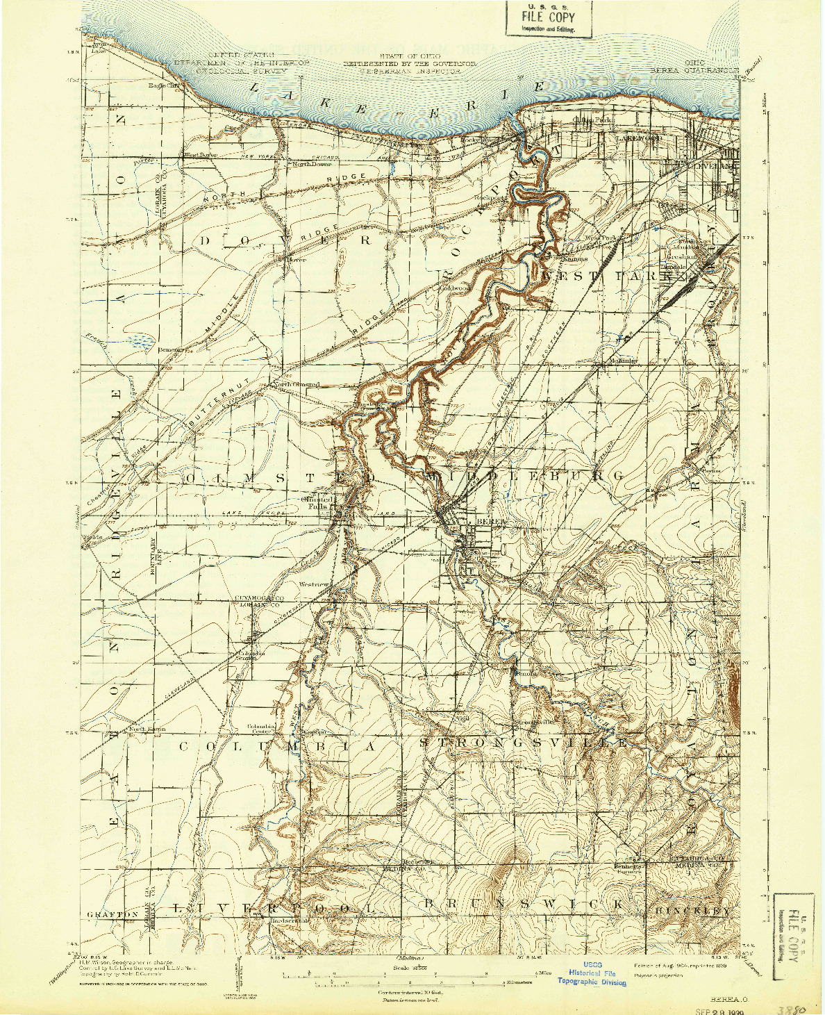 USGS 1:62500-SCALE QUADRANGLE FOR BEREA, OH 1904