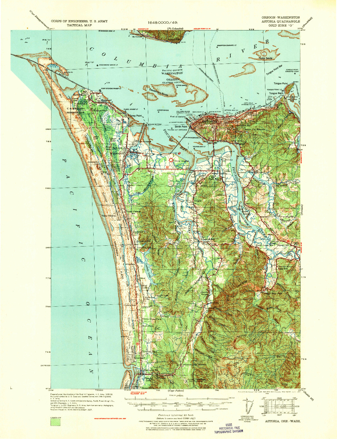 USGS 1:62500-SCALE QUADRANGLE FOR ASTORIA, OR 1939