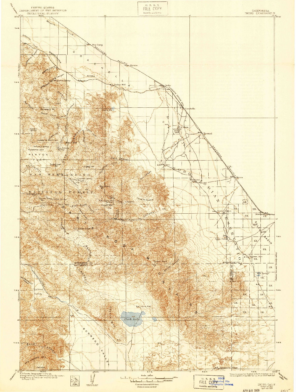 USGS 1:125000-SCALE QUADRANGLE FOR INDIO, CA 1904