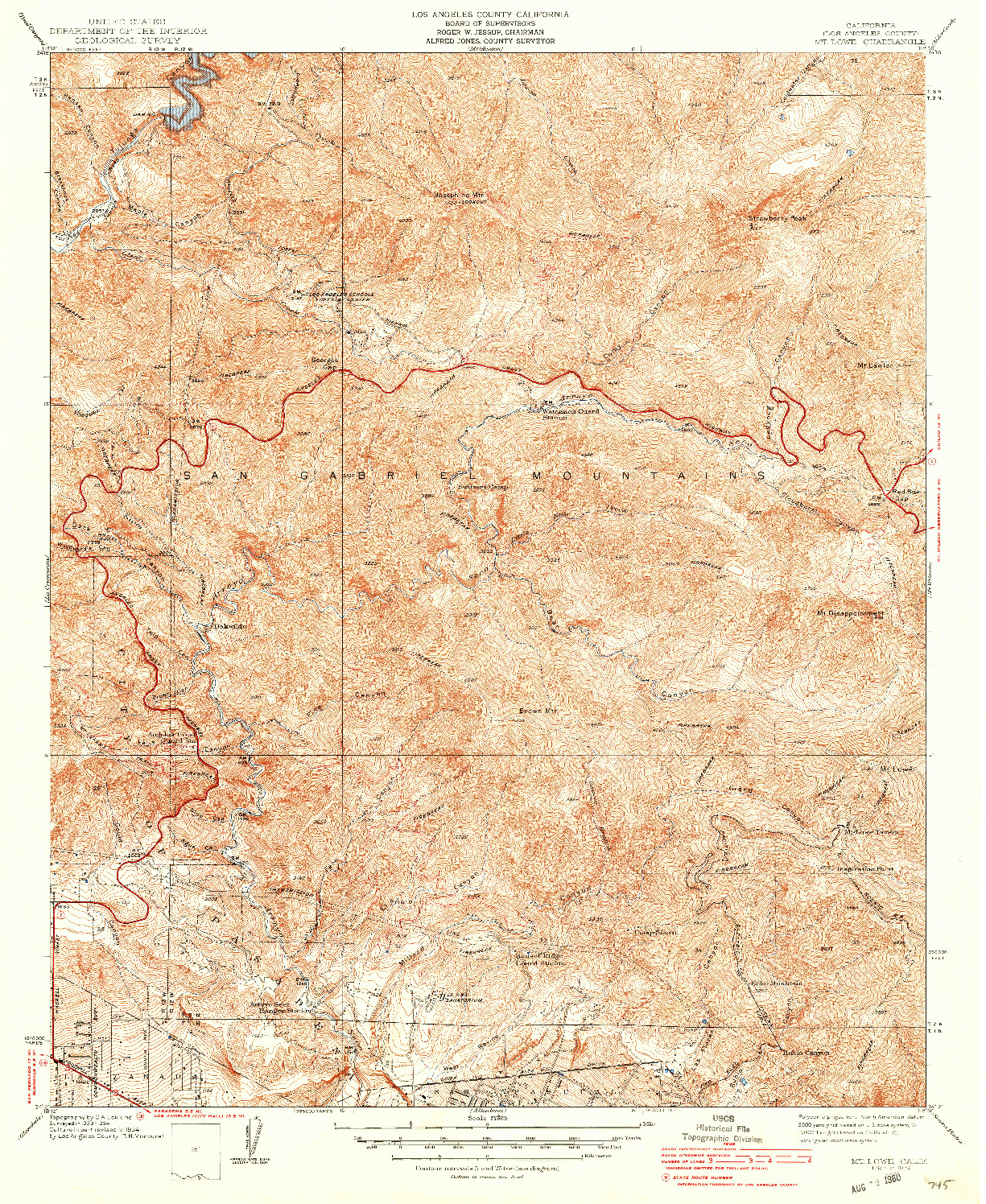 USGS 1:24000-SCALE QUADRANGLE FOR MT. LOWE, CA 1939