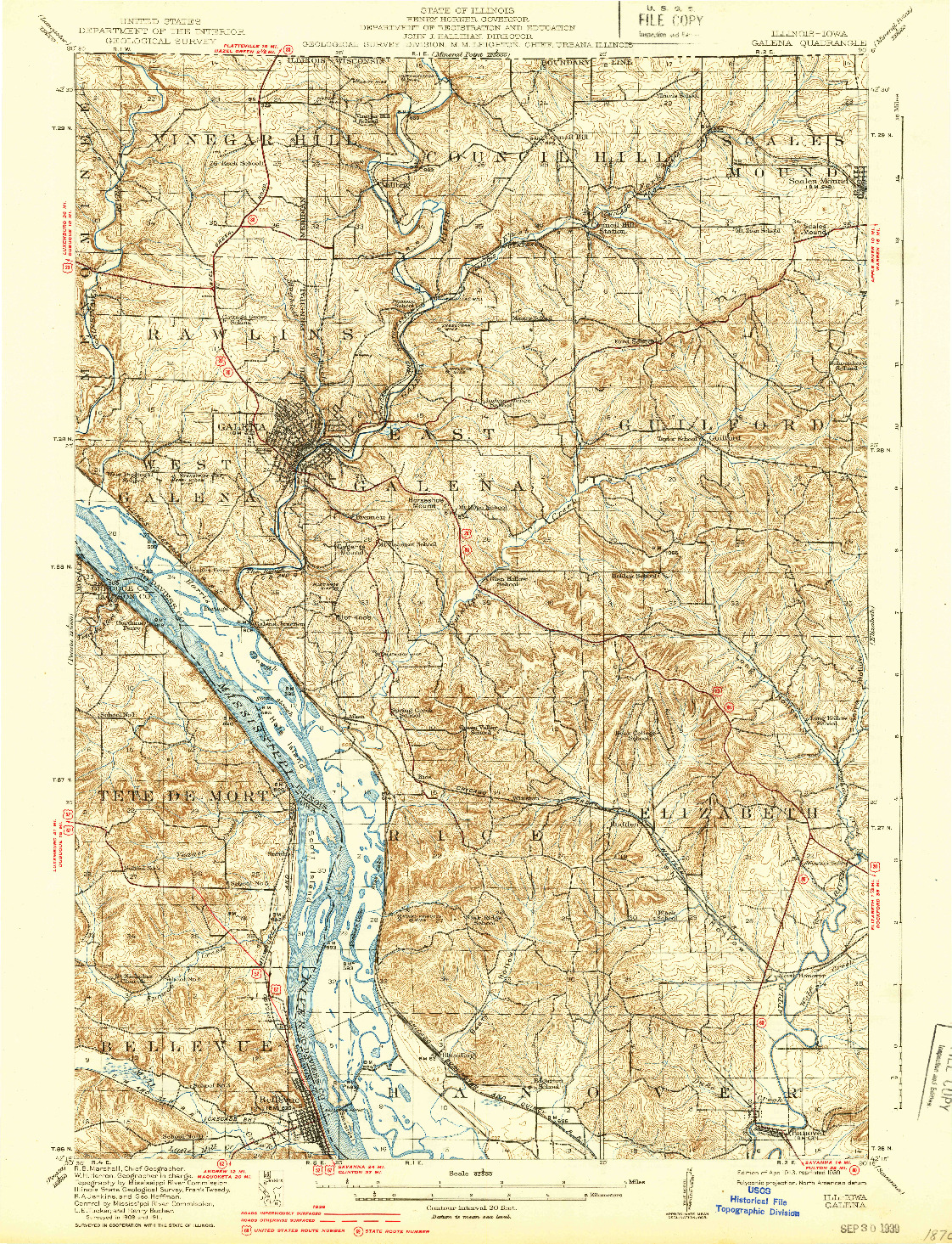 USGS 1:62500-SCALE QUADRANGLE FOR GALENA, IL 1913