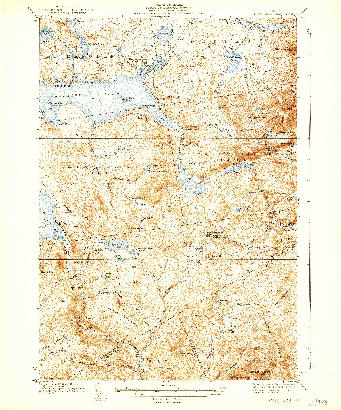 USGS 1:62500-SCALE QUADRANGLE FOR RANGELEY, ME 1939