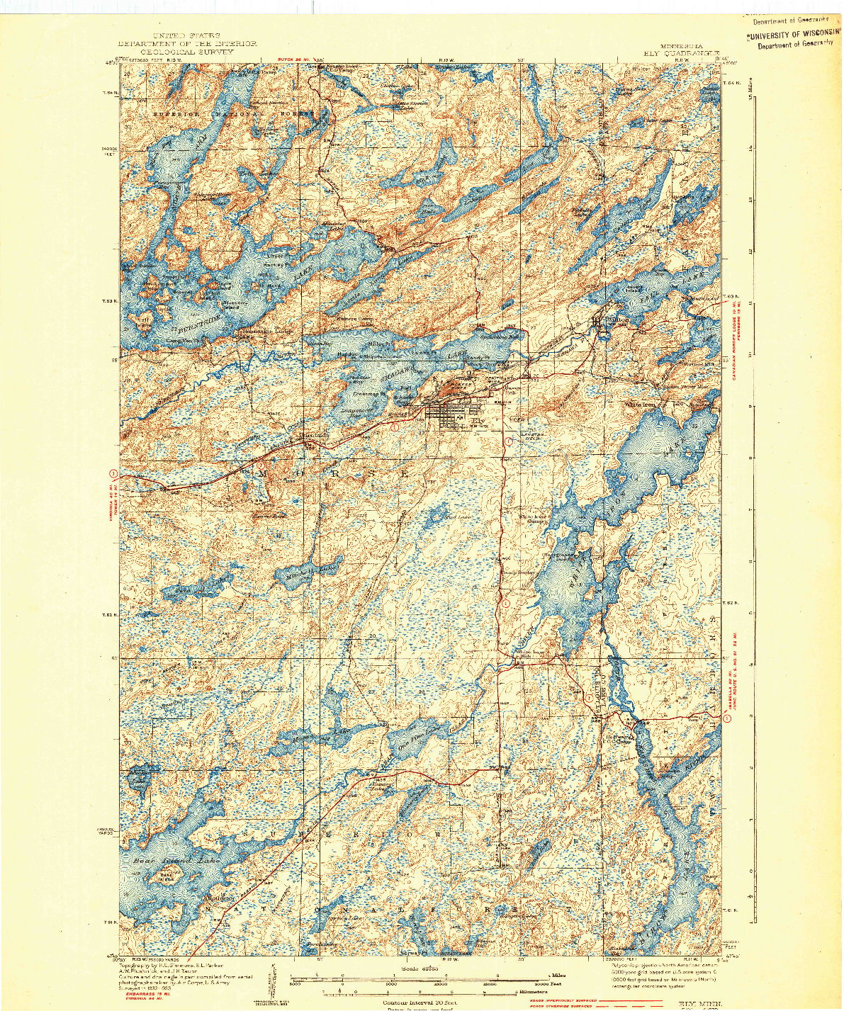 USGS 1:62500-SCALE QUADRANGLE FOR ELY, MN 1939