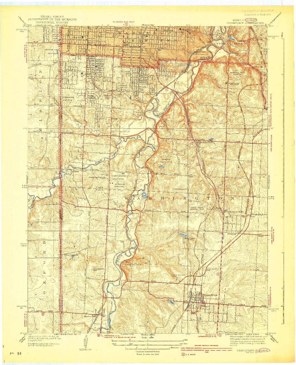 USGS 1:31680-SCALE QUADRANGLE FOR GRANDVIEW, MO 1939