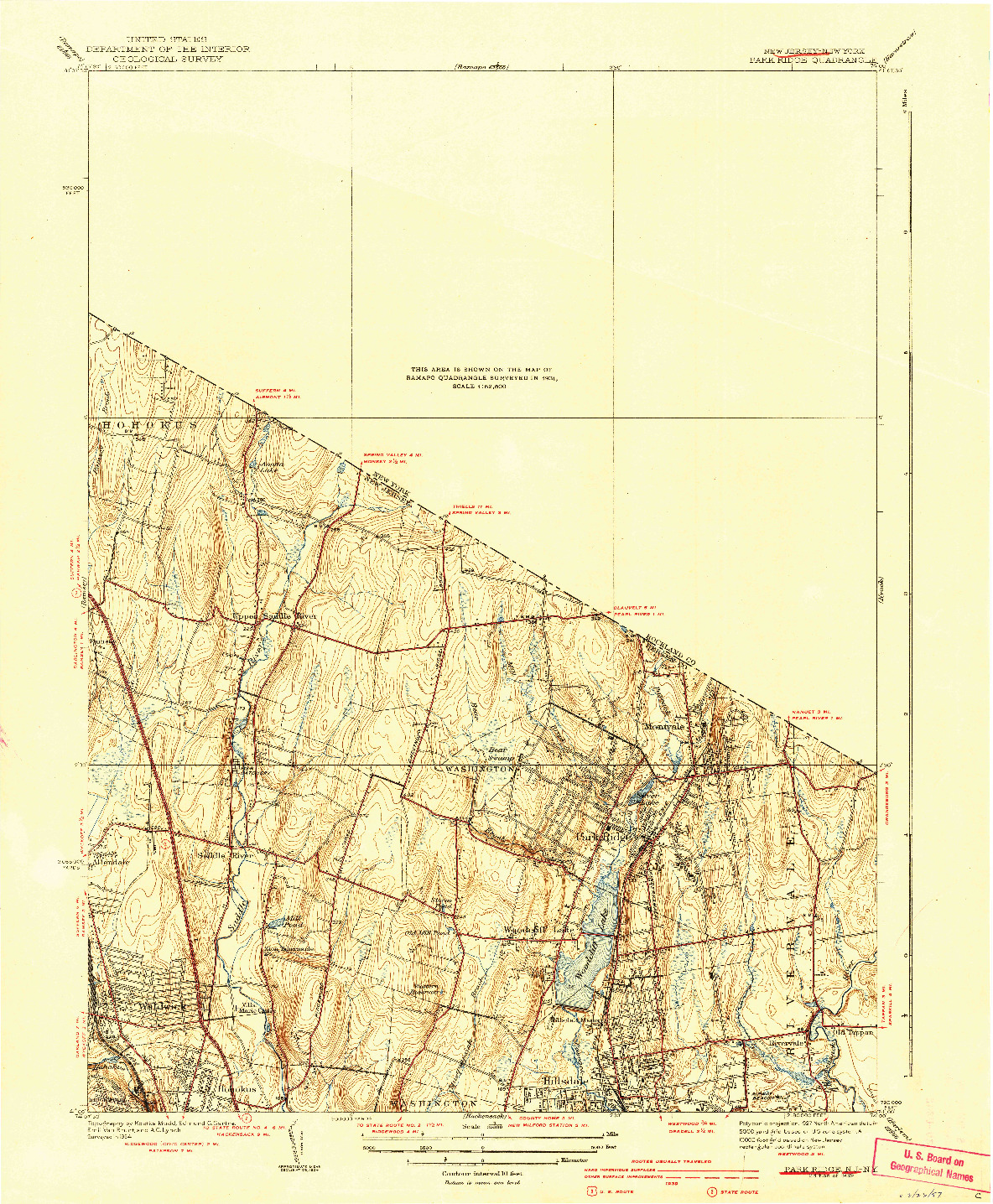 USGS 1:31680-SCALE QUADRANGLE FOR PARK RIDGE, NJ 1939