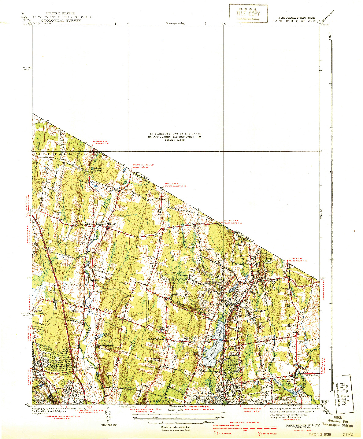 USGS 1:31680-SCALE QUADRANGLE FOR PARK RIDGE, NJ 1939