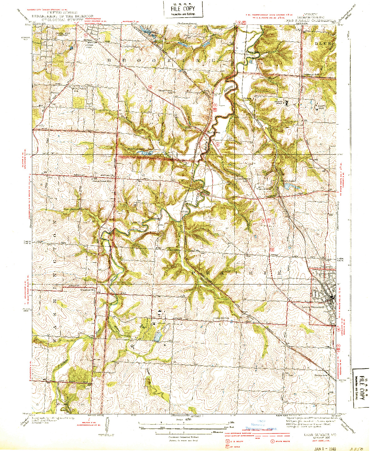 USGS 1:31680-SCALE QUADRANGLE FOR LEES SUMMIT, MO 1939