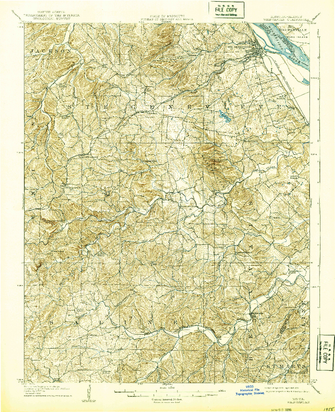 USGS 1:62500-SCALE QUADRANGLE FOR WEINGARTEN, MO 1909