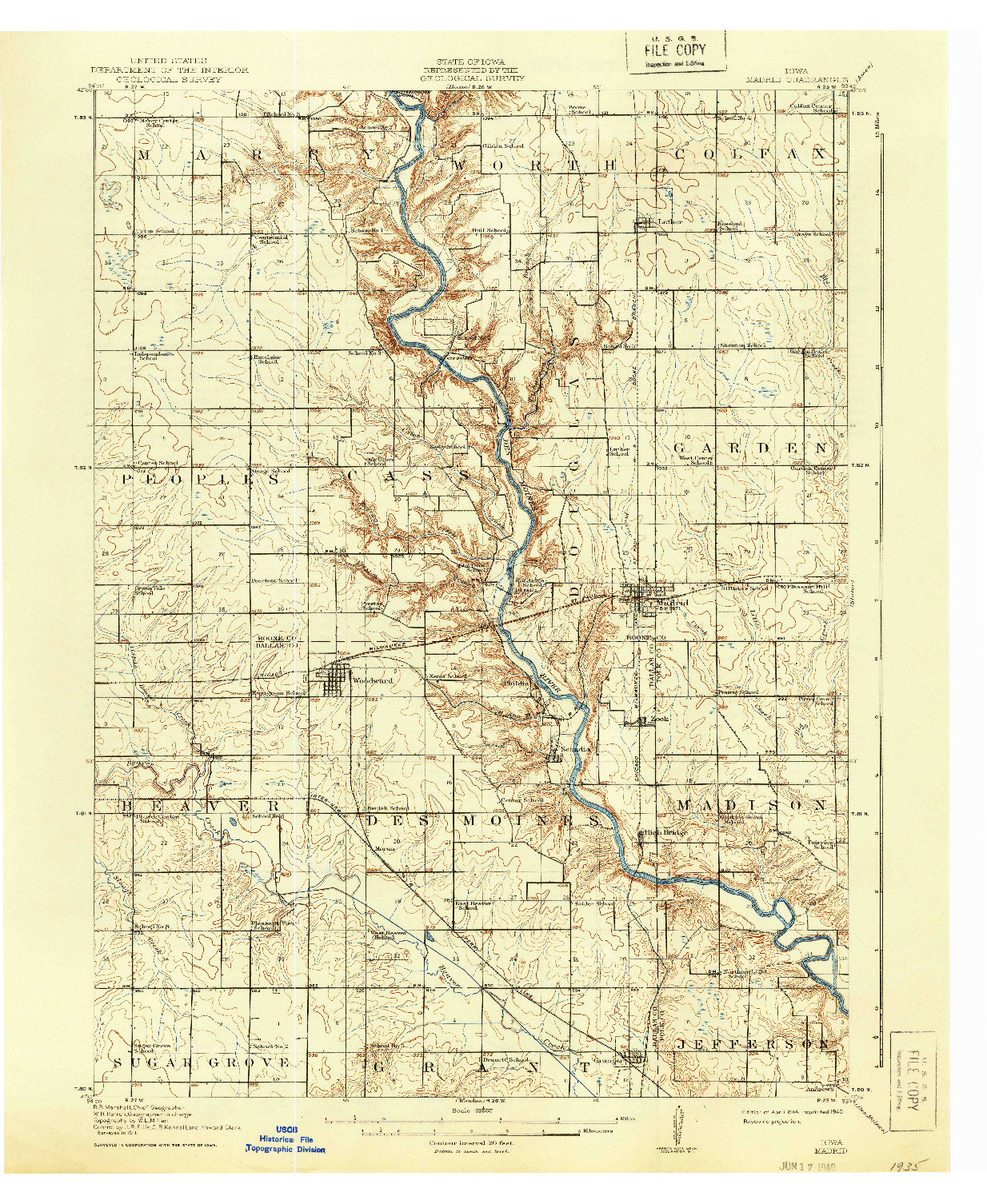 USGS 1:62500-SCALE QUADRANGLE FOR MADRID, IA 1914