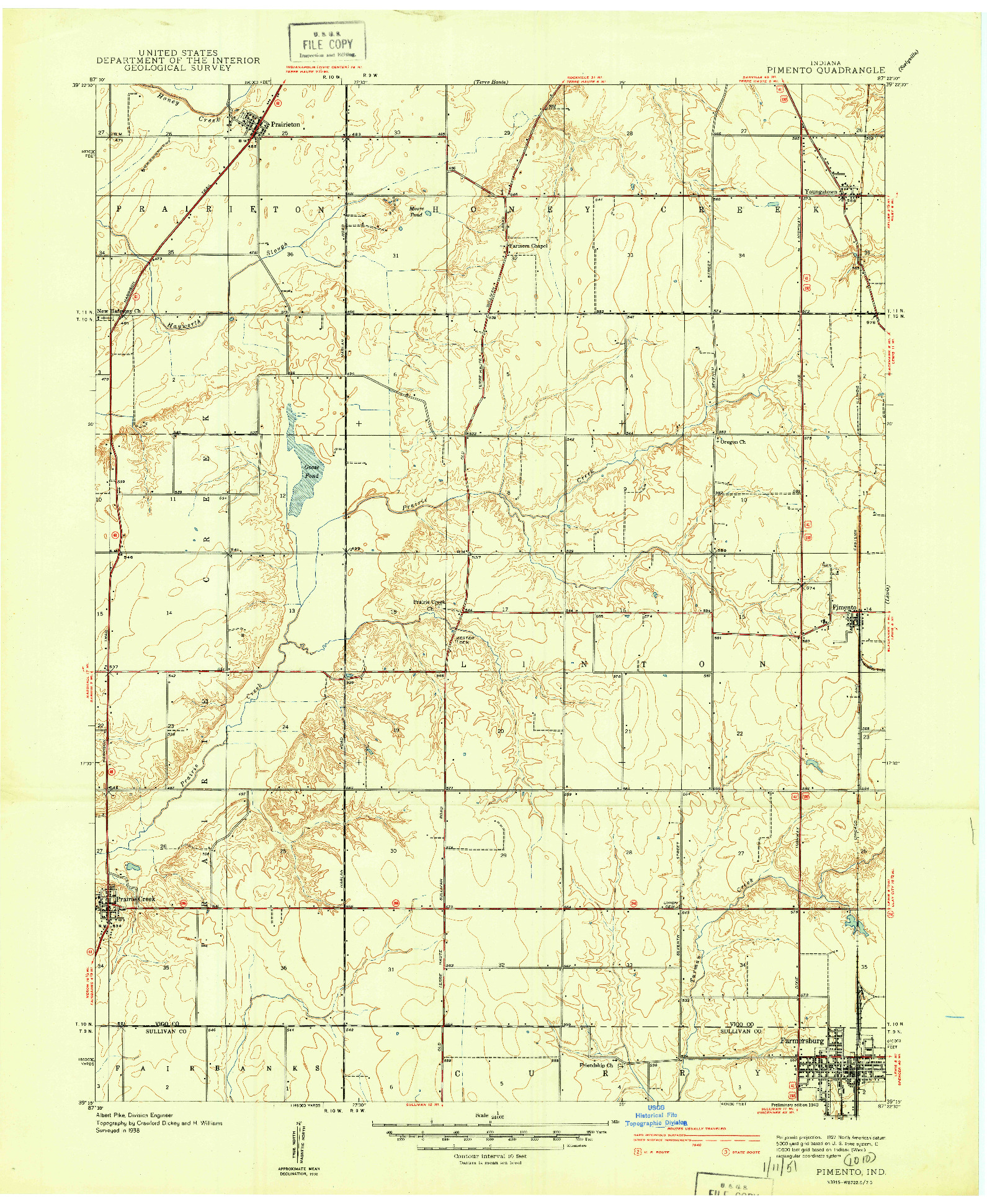 USGS 1:24000-SCALE QUADRANGLE FOR PIMENTO, IN 1940