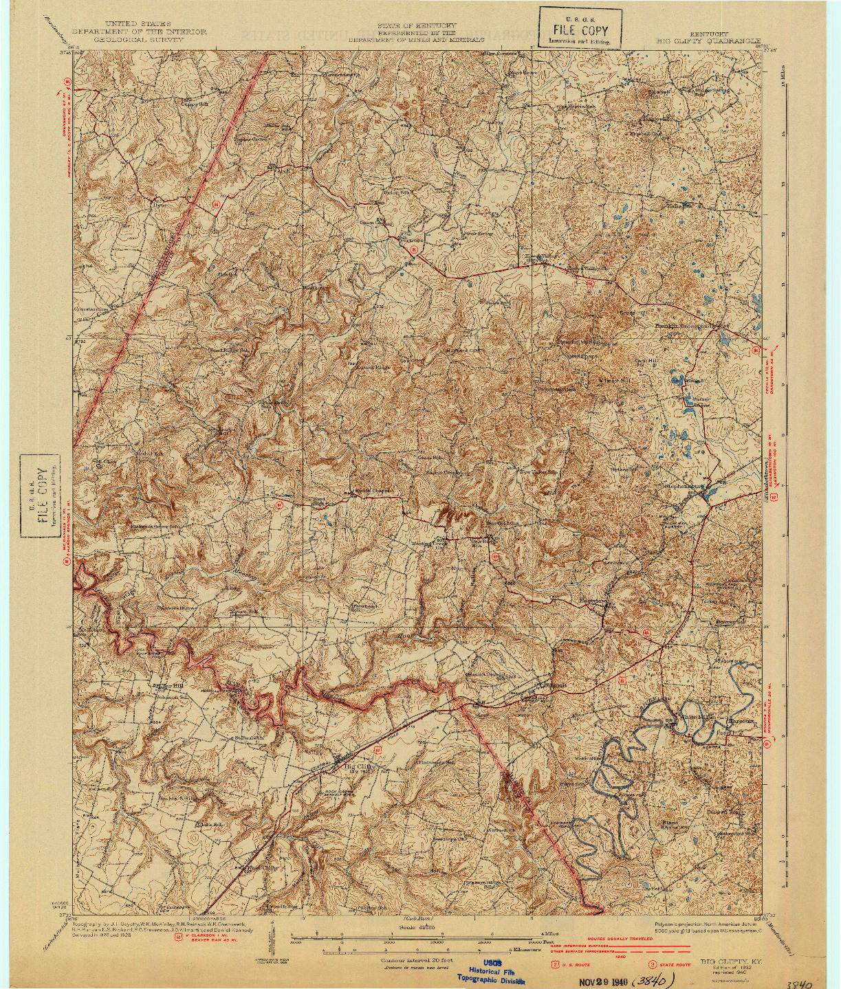 USGS 1:62500-SCALE QUADRANGLE FOR BIG CLIFTY, KY 1932