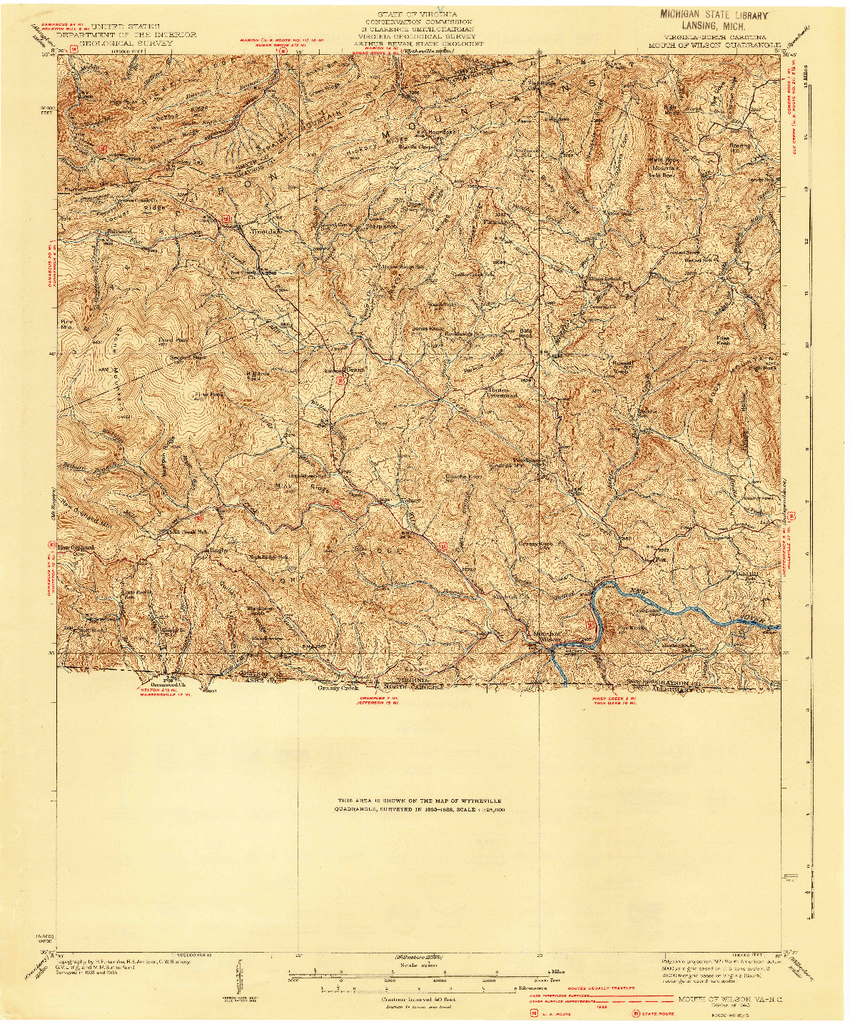 USGS 1:62500-SCALE QUADRANGLE FOR MOUTH OF WILSON, VA 1940