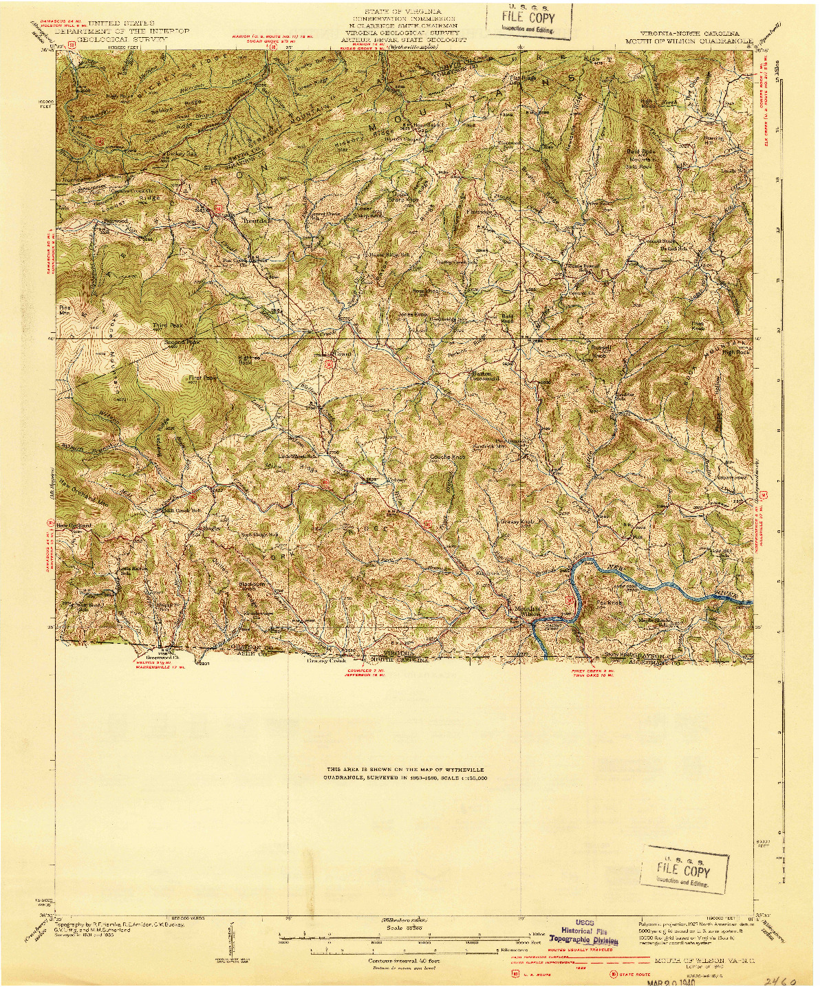 USGS 1:62500-SCALE QUADRANGLE FOR MOUTH OF WILSON, VA 1940