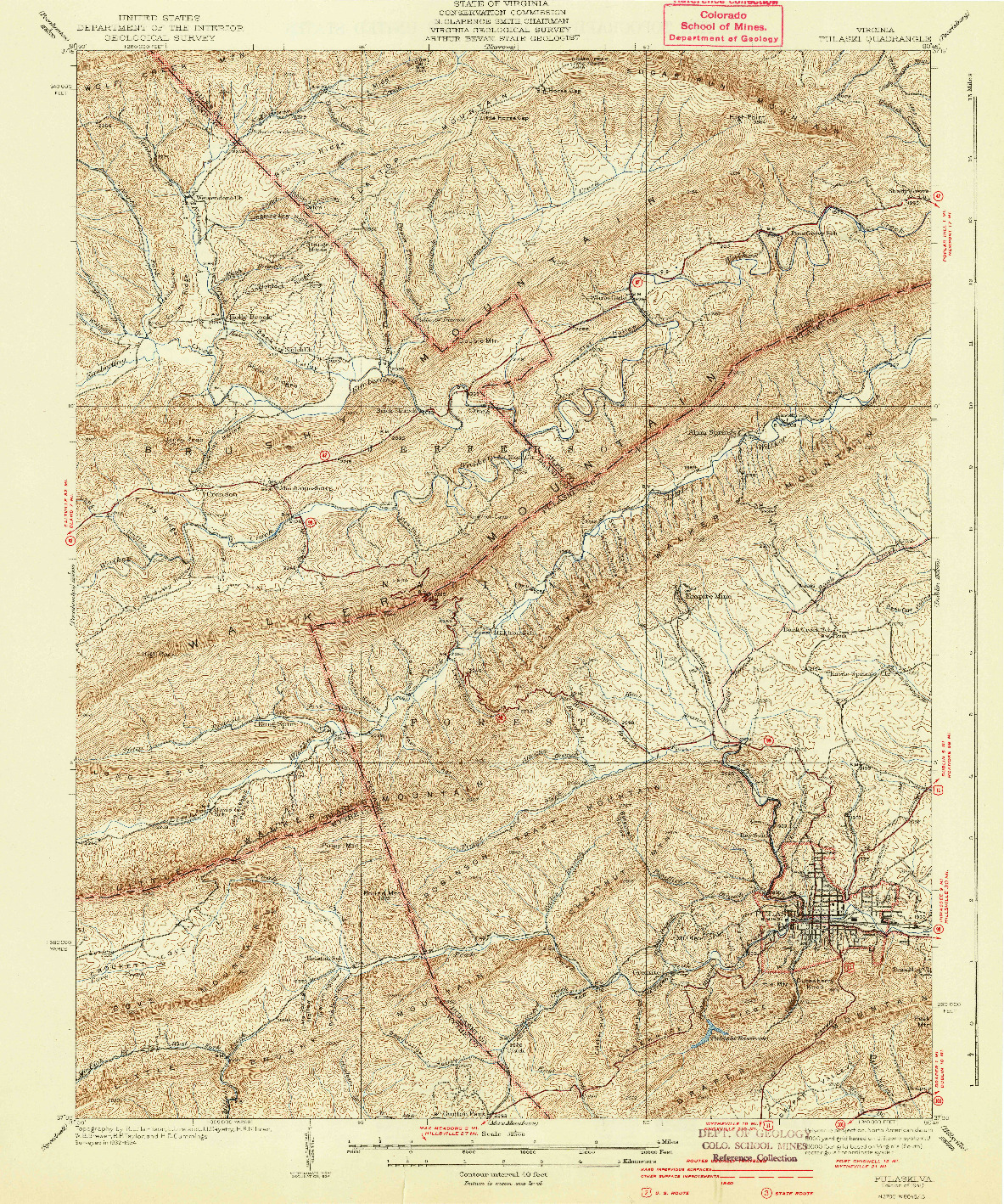 USGS 1:62500-SCALE QUADRANGLE FOR PULASKI, VA 1940