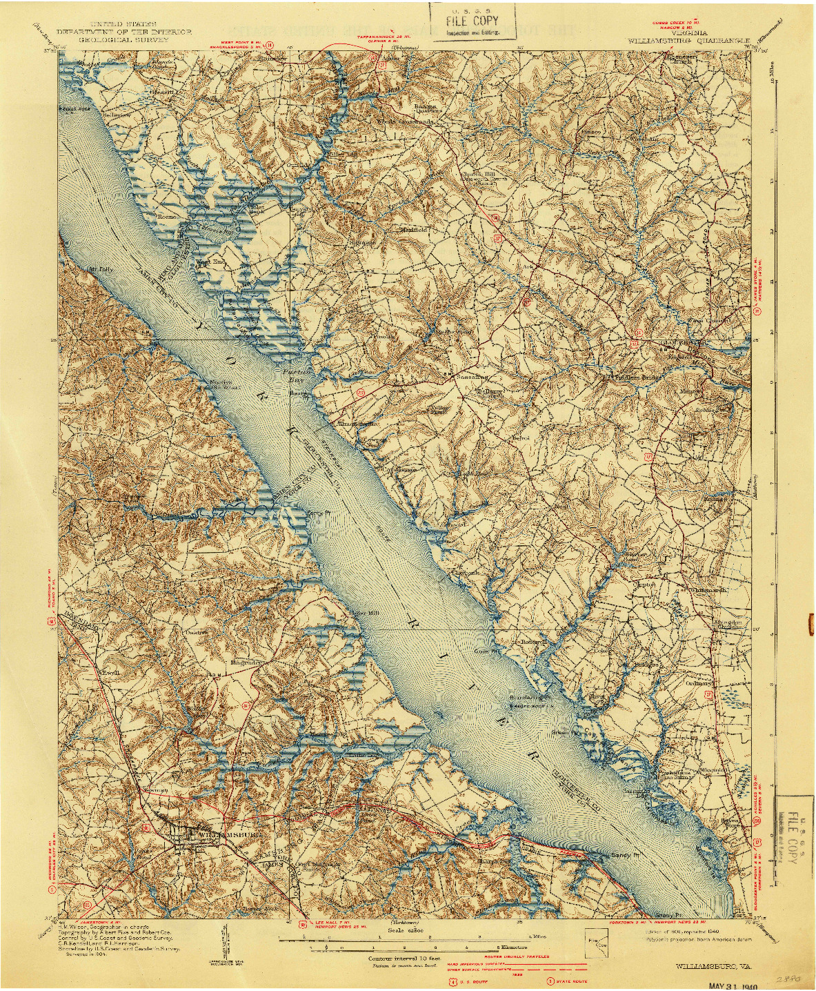 USGS 1:62500-SCALE QUADRANGLE FOR WILLIAMSBURG, VA 1906