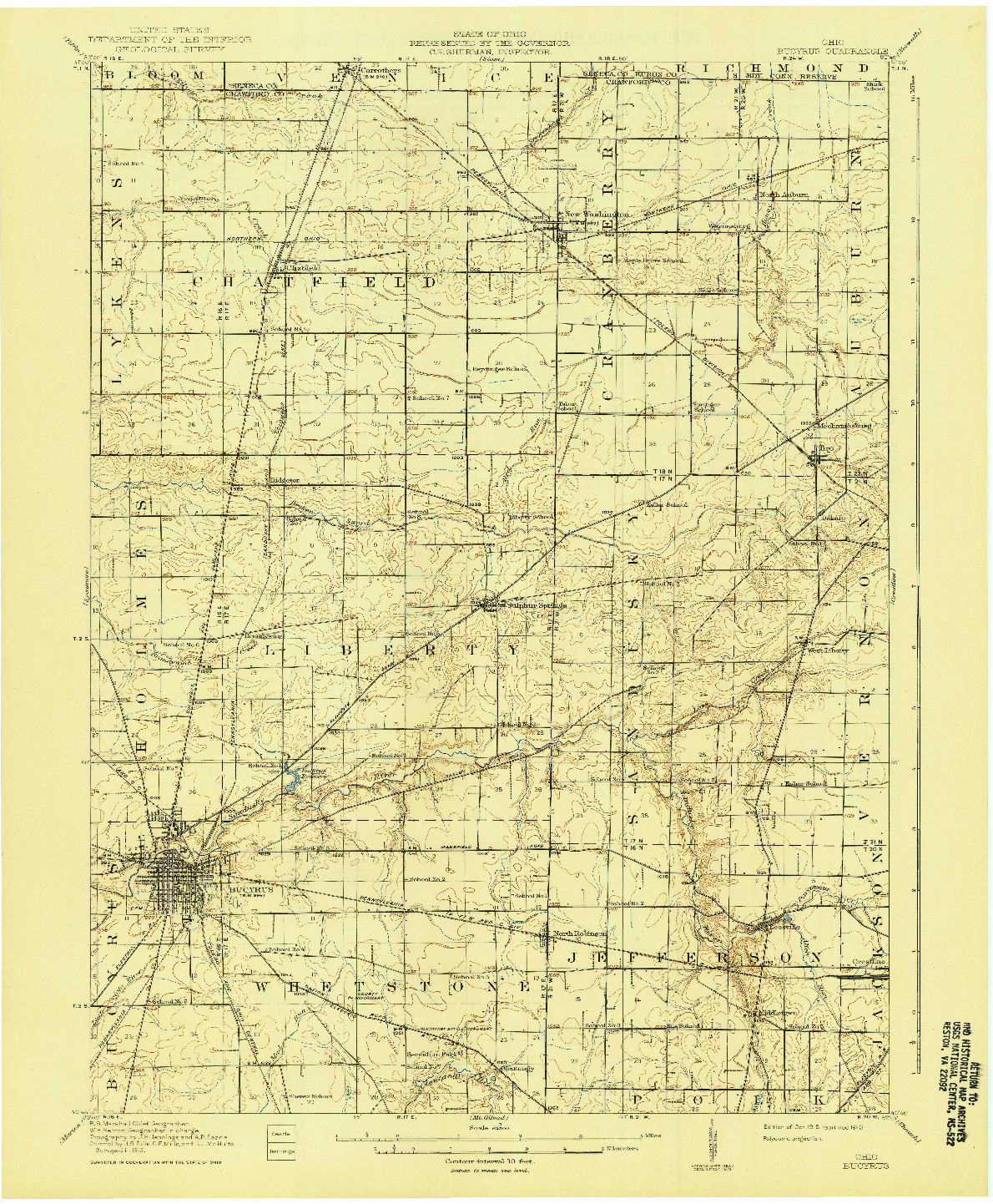 USGS 1:62500-SCALE QUADRANGLE FOR BUCYRUS, OH 1915