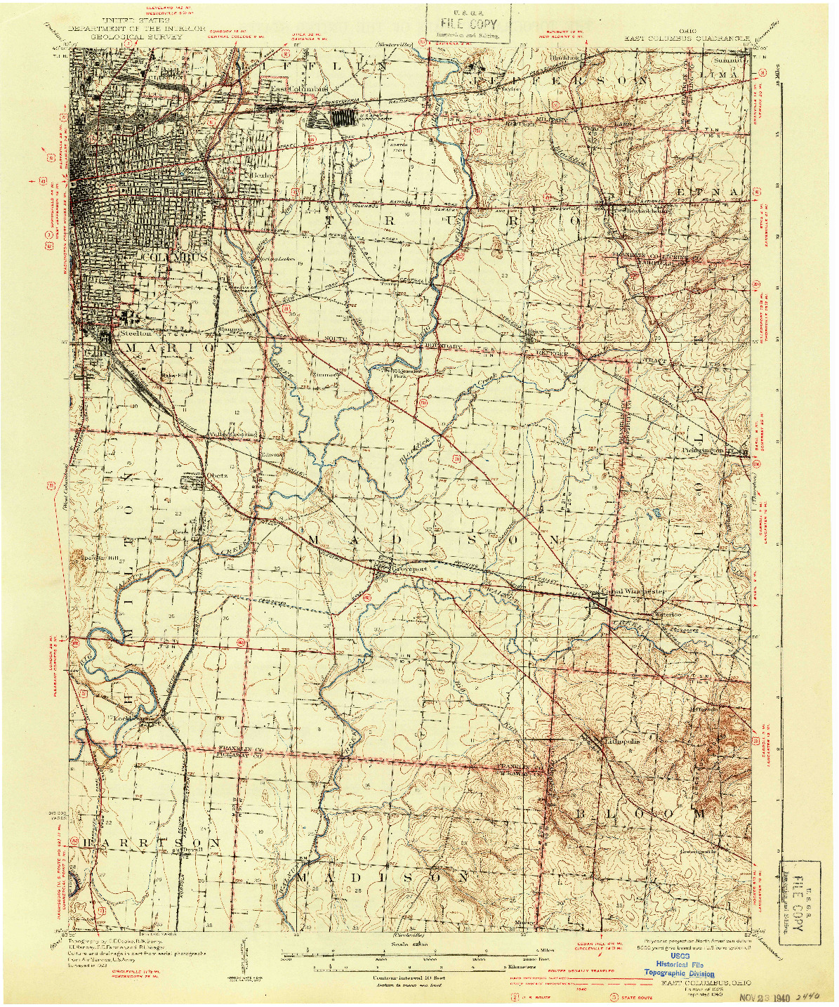 USGS 1:62500-SCALE QUADRANGLE FOR EAST COLUMBUS, OH 1925