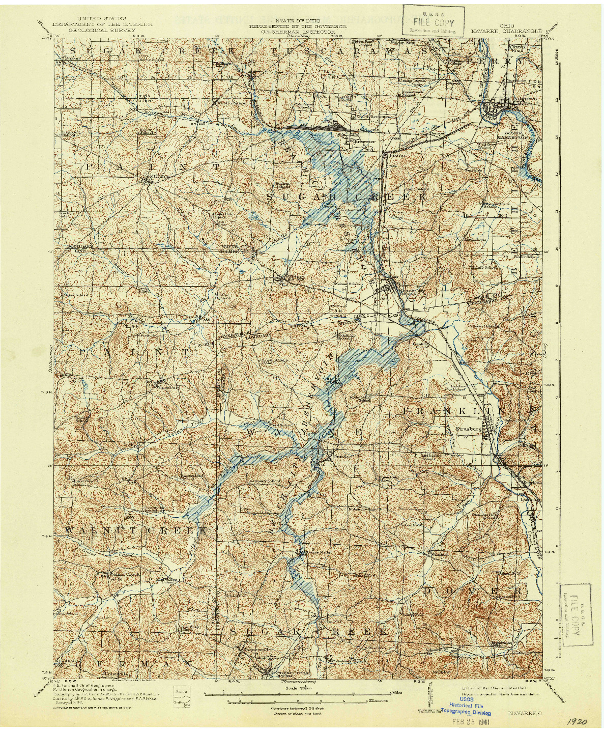 USGS 1:62500-SCALE QUADRANGLE FOR NAVARRE, OH 1914