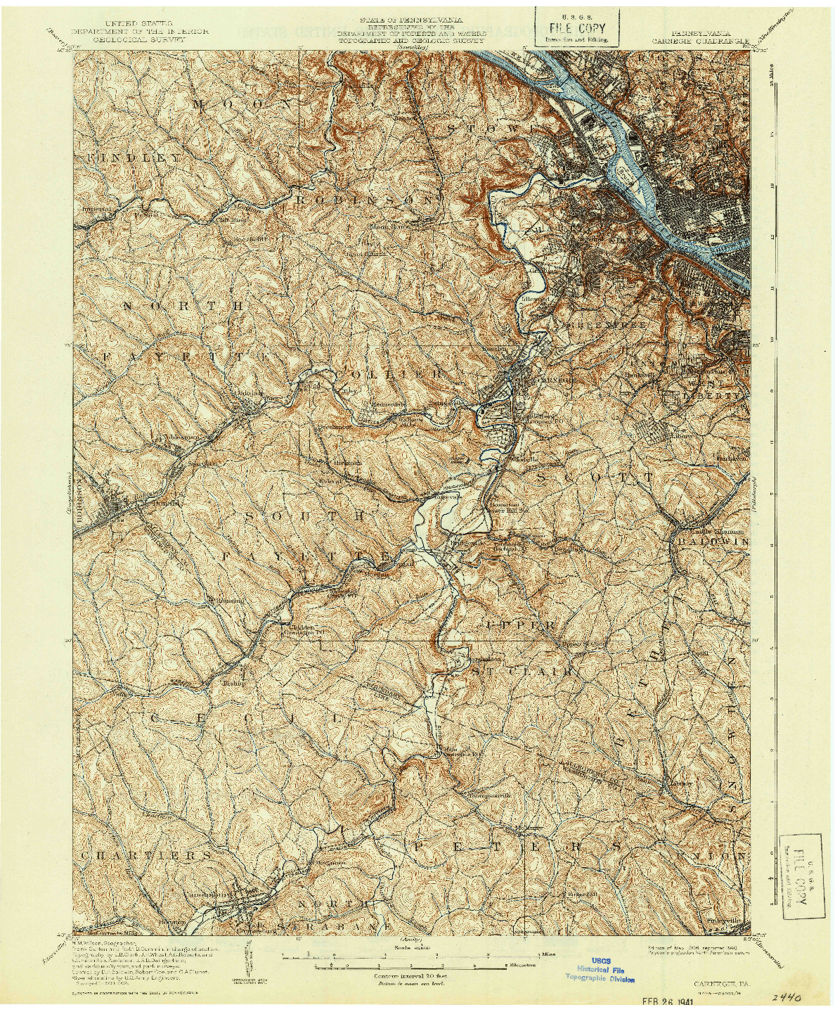 USGS 1:62500-SCALE QUADRANGLE FOR CARNEGIE, PA 1906